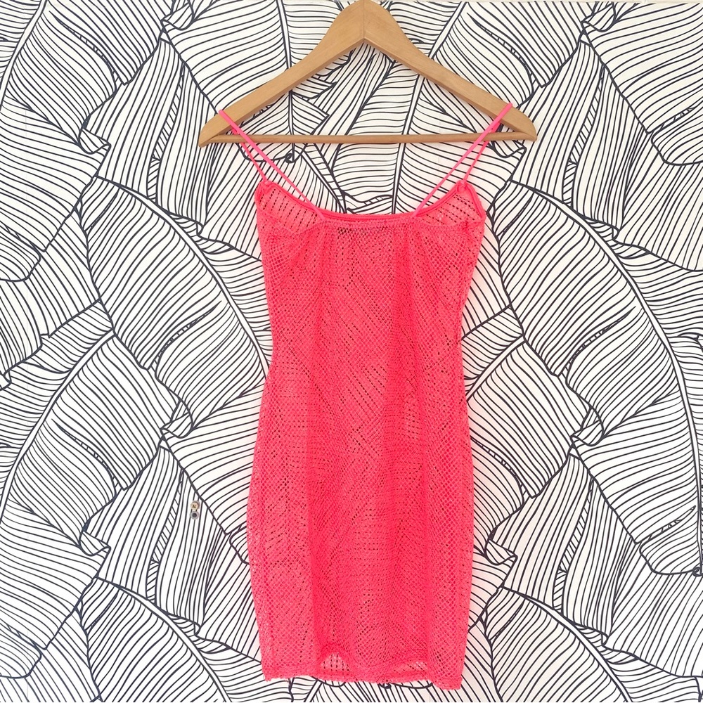 I Saw it First Neon Pink Net Bodycon Cami Dress - Picture 3 of 4